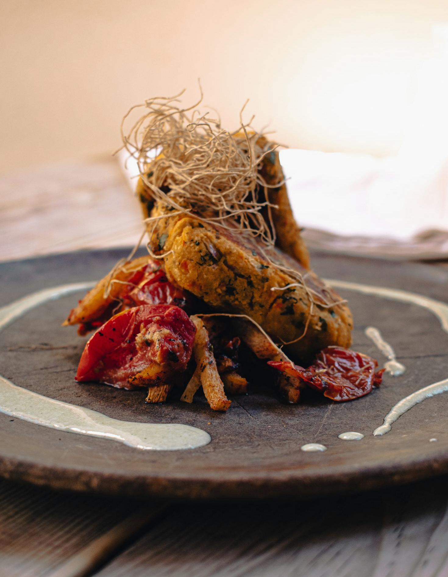 Creative vegan dish presentation